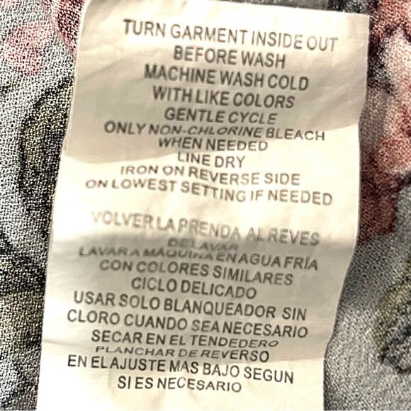 Jolt Dusty Blue w/ Pink Floral Print Off the Shoulder Tie Front Crop Top - XS - Picture 8 of 10